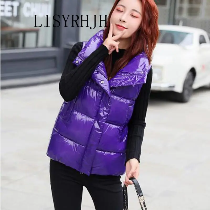 2019 Women's vest new fashion metal color pure black red shiny jacket jacket women's winter warm down cotton long section Parkas
2019 Women's vest new fashion metal color pure black red shiny jacket jacket women's winter warm down cotton long section Parkas
