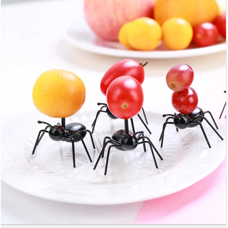12 шт. DIY mini Cos вилка для фруктов в форме муравья пластиковая Декоративная Кухня Бар детская десертная Посуда