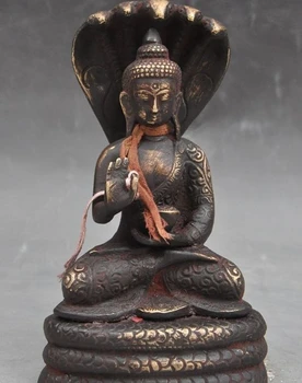 8" old tibet buddhism Joss bronze 5 Snakeheads Sakyamuni Medicine Buddha statue 
8" old tibet buddhism Joss bronze 5 Snakeheads Sakyamuni Medicine Buddha statue