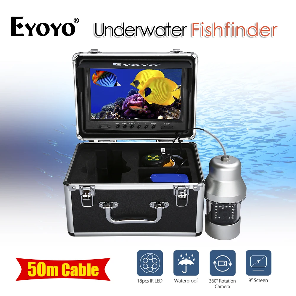 Eyoyo 9" LCD Fish Finder 50M 9" TFT LCD Monitor Fish Finder Ocean 18PCS IR LED 8GB DVR Rotating Camera
Eyoyo 9" LCD Fish Finder 50M 9" TFT LCD Monitor Fish Finder Ocean 18PCS IR LED 8GB DVR Rotating Camera