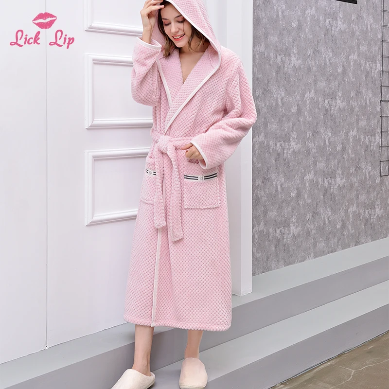 Lick Lip Winter Warm Bathrobes Women Men Flannel Fleece Sashes Robe Sleepwear 2019 Thicken Kimono Bath Robe Nightgown SWD6092-4
Lick Lip Winter Warm Bathrobes Women Men Flannel Fleece Sashes Robe Sleepwear 2019 Thicken Kimono Bath Robe Nightgown SWD6092-4