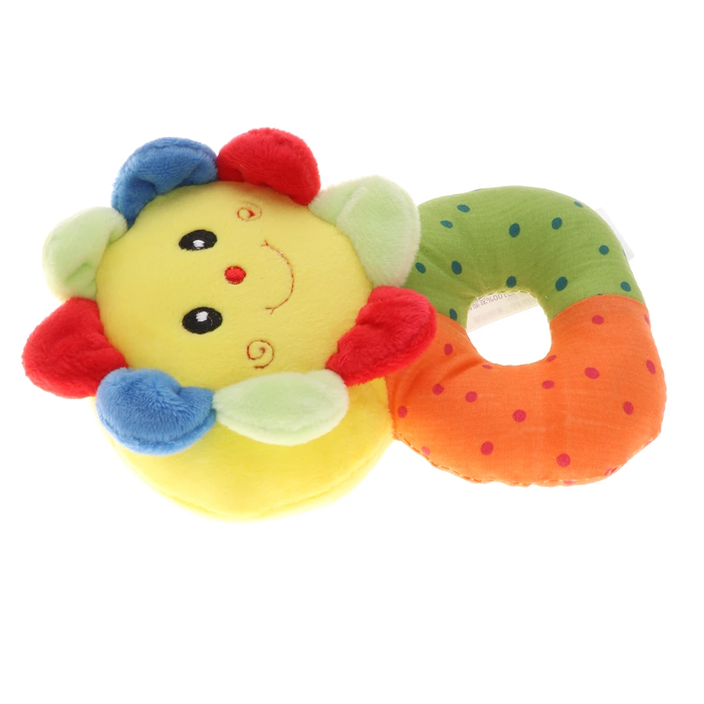 Infant Baby Plush Stuffed Rattle Ring Clutching Sensory Toys Crib Musical Shaker Handbell Jingle Bells Developmental