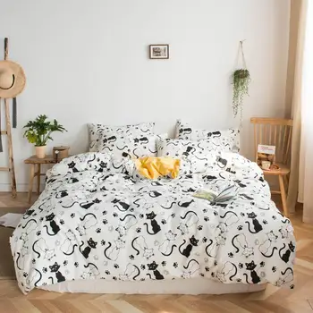2019 Cartoon Black White Cats Bed Cover Duvet Cover Set Cotton Bedding Set Bedlinens Twin Queen King Flat Sheet Fitted Sheet
2019 Cartoon Black White Cats Bed Cover Duvet Cover Set Cotton Bedding Set Bedlinens Twin Queen King Flat Sheet Fitted Sheet