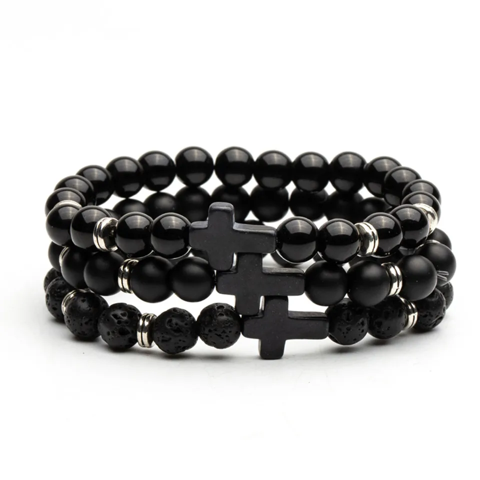 Hot selling Black Lava Stone Bead Men's bracelets Natural Stone Bracelets for Women & men Charm Cross Bracelet jewelry
Hot selling Black Lava Stone Bead Men's bracelets Natural Stone Bracelets for Women & men Charm Cross Bracelet jewelry