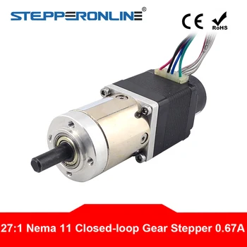 Nema 11 Closed-loop Geared Stepper Motor L=31mm Gear Ratio 27:1 Encoder 300CPR 0.67A Nema11 Step Motor 
Nema 11 Closed-loop Geared Stepper Motor L=31mm Gear Ratio 27:1 Encoder 300CPR 0.67A Nema11 Step Motor