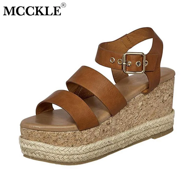 MCCKLE Women Summer Wedges Sandals Gladiator Cork Platform Shoes Ankle Buckle Hemp Female Fashion Ladies Casual Shoes Plus Size
MCCKLE Women Summer Wedges Sandals Gladiator Cork Platform Shoes Ankle Buckle Hemp Female Fashion Ladies Casual Shoes Plus Size