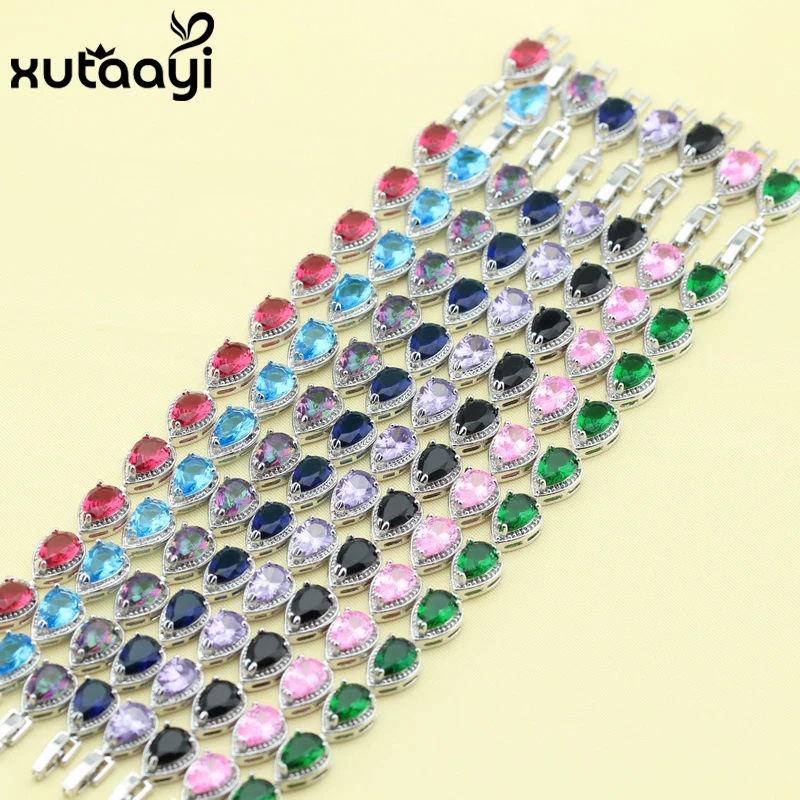 925 Silver Jewelry For Women Water Drop Multicolor Stones Fashion Link Chain Bracelets Length 18+2cm Free Box
925 Silver Jewelry For Women Water Drop Multicolor Stones Fashion Link Chain Bracelets Length 18+2cm Free Box