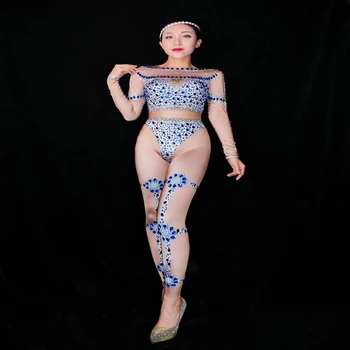 New Women Sparkly Blue Shiny Rhinestone Sexy Jumpsuit Nightclub Female Singer Performance Celebrate Costume Dance Wear Bodysuit
New Women Sparkly Blue Shiny Rhinestone Sexy Jumpsuit Nightclub Female Singer Performance Celebrate Costume Dance Wear Bodysuit