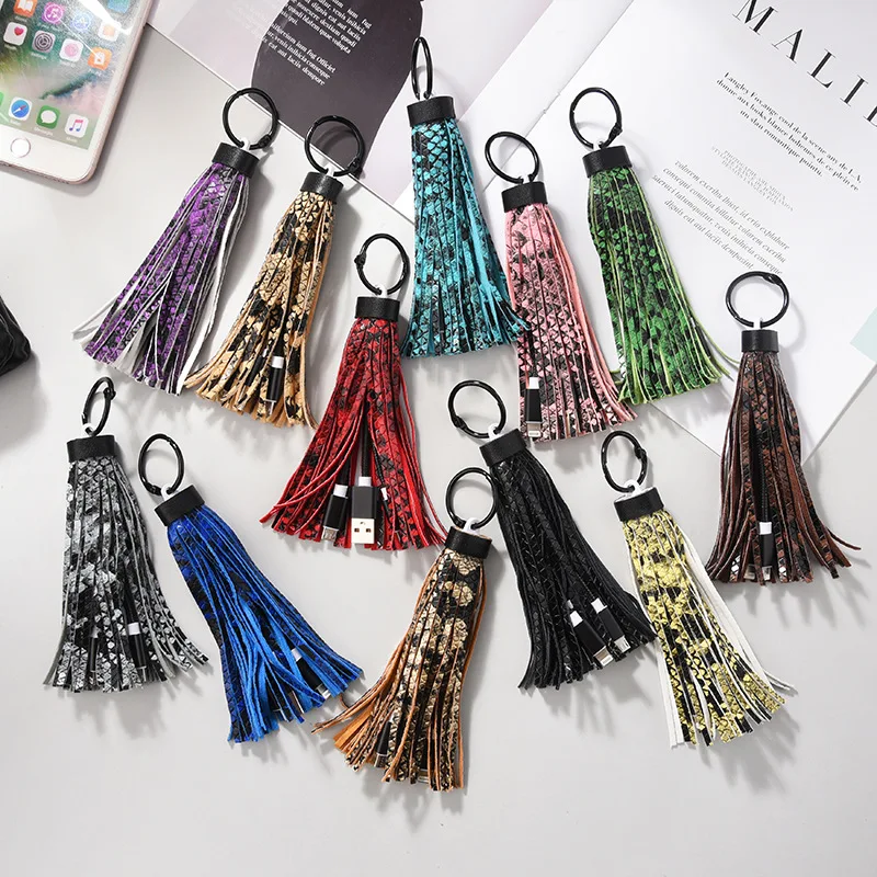 Snake PU Leather Fringed Tassel Keychain with USB Cable For iPhone Samsung Fast Charging Line Pendant Key Ring for Phone Bag
Snake PU Leather Fringed Tassel Keychain with USB Cable For iPhone Samsung Fast Charging Line Pendant Key Ring for Phone Bag