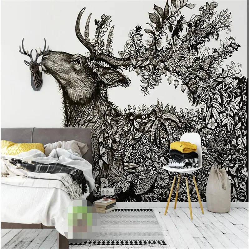 

beibehang Custom Any Size Modern Wall Paper Living Room Background Elk American Pastoral Art Wall Covering Home Wallpaper