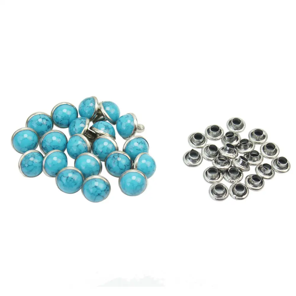 

20pcs/Lot 7mm Round Blue Turquoise Rapid Rivets Studs Punk Leathercraft Bag Shoes Belt Decoration DIY Crafts Garment Accessories