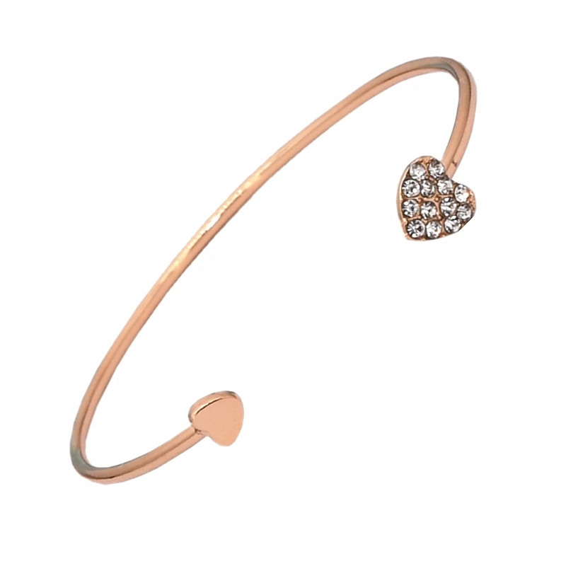 Hot Fashion Simple Gold Silver Color Metal Bangle Double Heart Crystal Opening Adjustable Size Charm Bracelets for Women Jewelry
Hot Fashion Simple Gold Silver Color Metal Bangle Double Heart Crystal Opening Adjustable Size Charm Bracelets for Women Jewelry