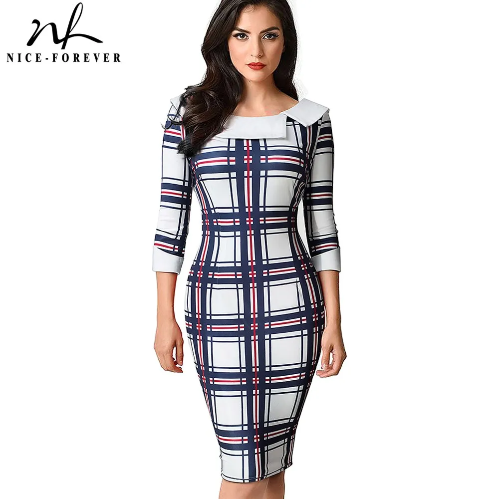 Nice-forever Vintage Geometric Print Wear to Work Turn-down Round neck vestidos Business Party Bodycon Women Office Dress B468
Nice-forever Vintage Geometric Print Wear to Work Turn-down Round neck vestidos Business Party Bodycon Women Office Dress B468