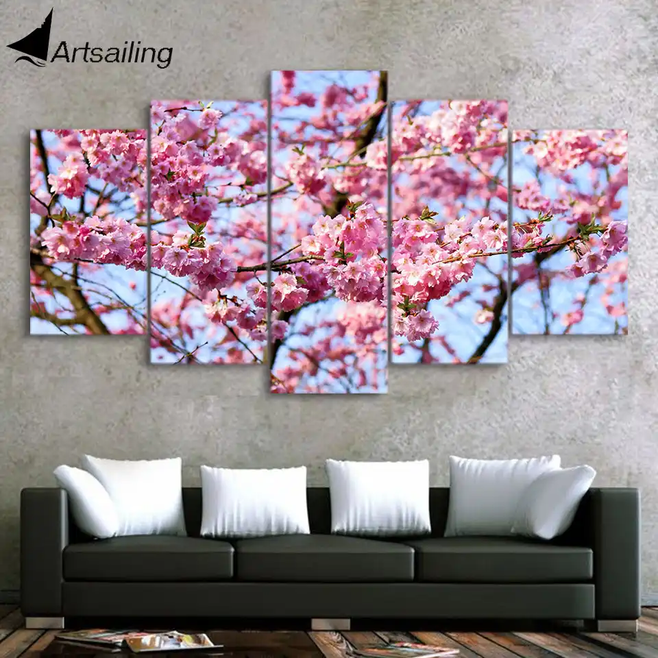 5 Pieces Wall Art Picture Gift Cherry Sakura Home Decoration