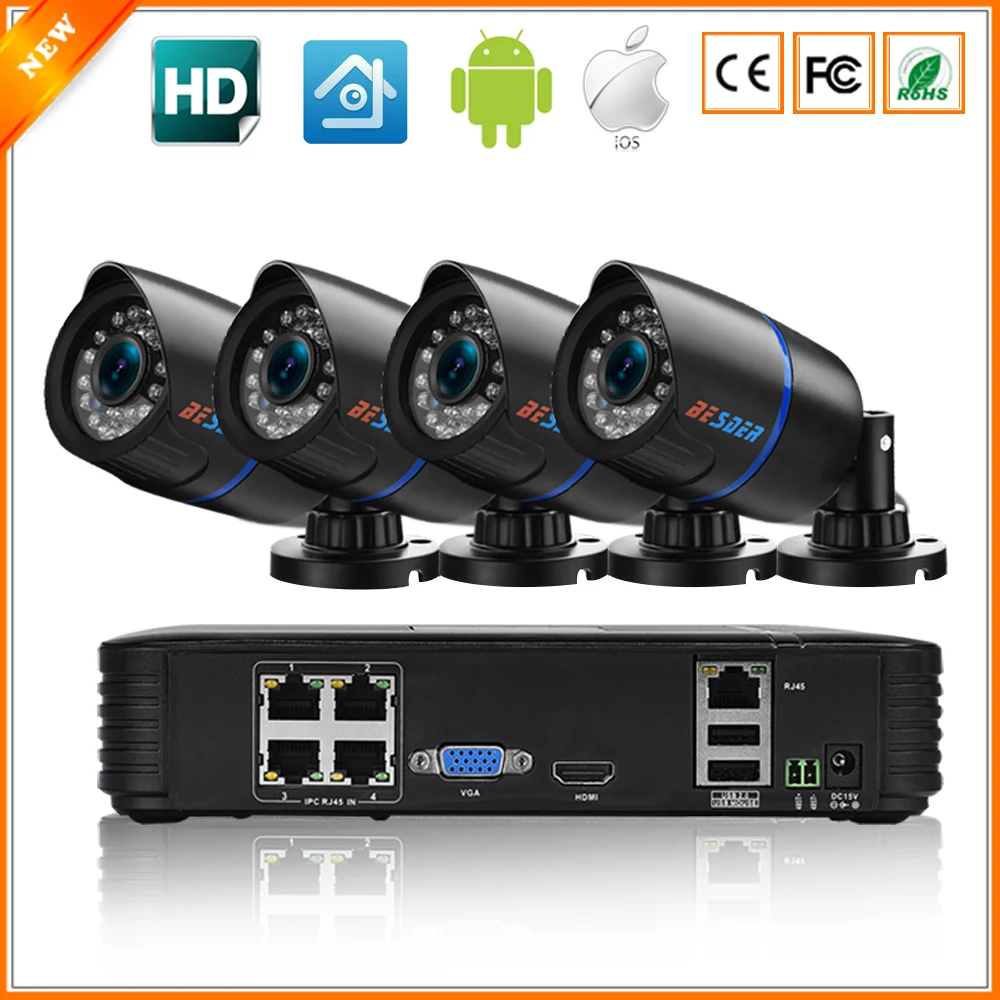 BESDER 720P PoE CCTV Kit 1.0MP Waterproof Outdoor/Indoor PoE CCTV Security System 4CH POE 15V NVR 2/4PCS IP Camera PoE P2P RTSP
BESDER 720P PoE CCTV Kit 1.0MP Waterproof Outdoor/Indoor PoE CCTV Security System 4CH POE 15V NVR 2/4PCS IP Camera PoE P2P RTSP