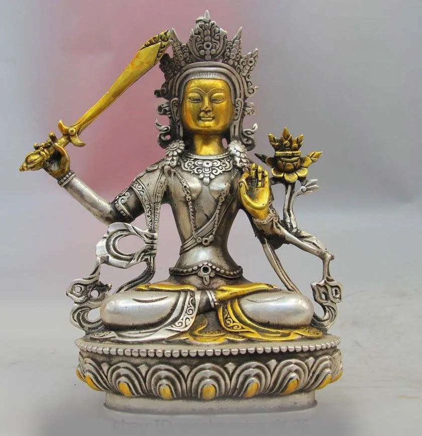 Tibet Buddhism White Copper Silver Manjusri Bodhisattva Manjushri Buddha Statue SD 506
Tibet Buddhism White Copper Silver Manjusri Bodhisattva Manjushri Buddha Statue SD 506