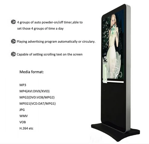 55" LCD/LED Kiosk Display Free Standing Digital Signage Advertising Player Electronic Signs
55" LCD/LED Kiosk Display Free Standing Digital Signage Advertising Player Electronic Signs