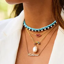 Best lady Shiny Colorful Heart Pendants Necklaces for Women Red Lips Simulated Pearl Chokers Wedding Elegant Statement Necklace(China)