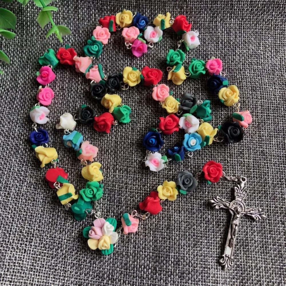 mixed colorSoft Cerami Rosary rose flower beads Jesus Cross Necklace Virgin Guadalupe rosary center
mixed colorSoft Cerami Rosary rose flower beads Jesus Cross Necklace Virgin Guadalupe rosary center