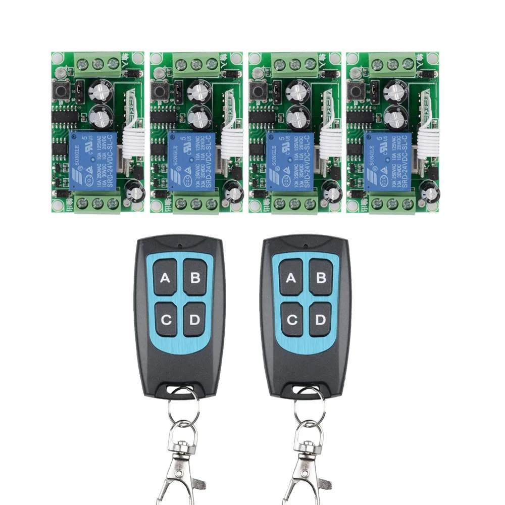 24V 10A Relay RF Wireless Remote Control Switch Wireless Light Switch 4PCS Receiver With 4button Black Button Transmitter
24V 10A Relay RF Wireless Remote Control Switch Wireless Light Switch 4PCS Receiver With 4button Black Button Transmitter