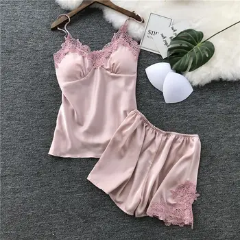 Sexy Lingerie Women Lace Pajamas Summer Silk Satin Chest Pad Embroidery Pajamas Women Pijama mujer Ladies Sleepwear pyjama femme
Sexy Lingerie Women Lace Pajamas Summer Silk Satin Chest Pad Embroidery Pajamas Women Pijama mujer Ladies Sleepwear pyjama femme