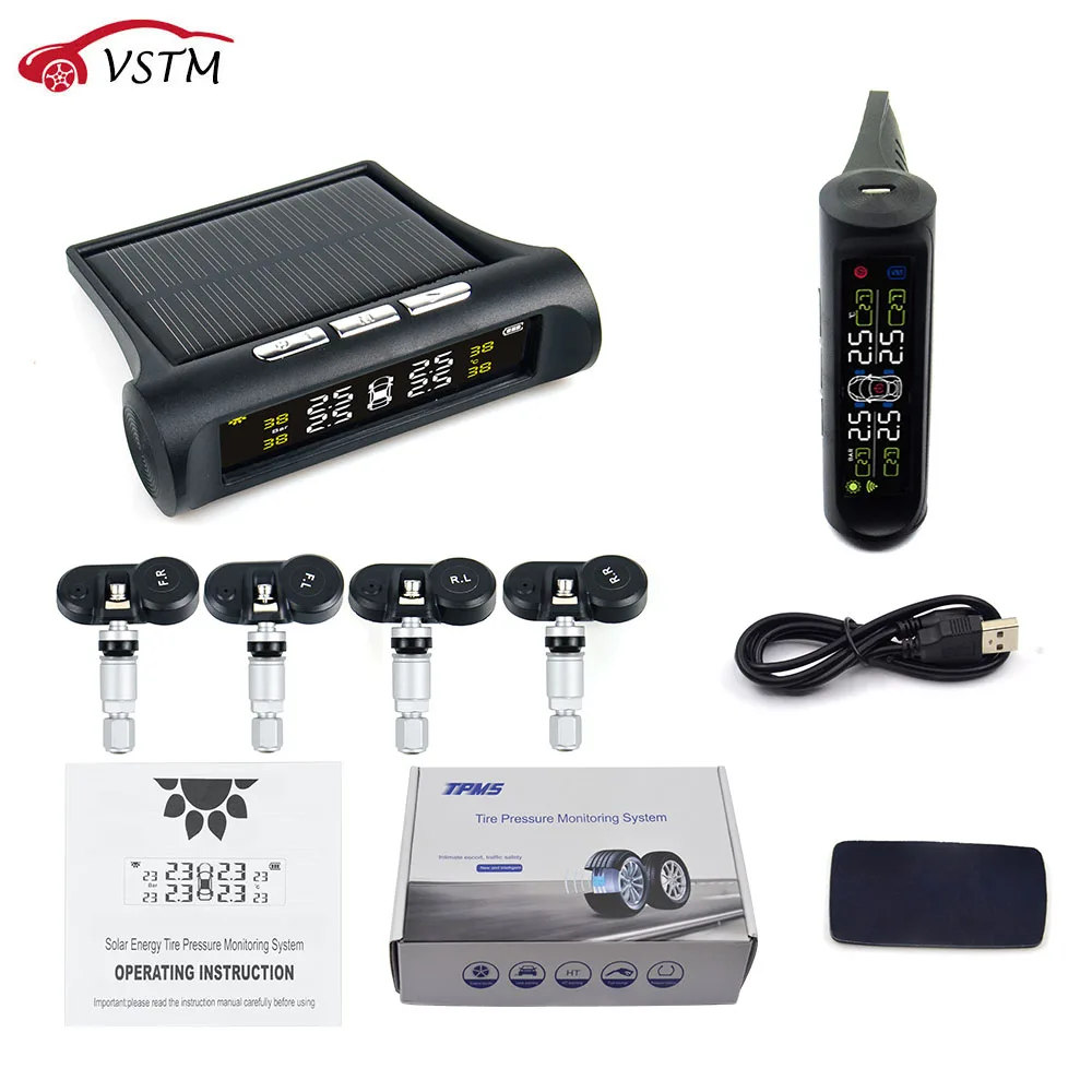 New Arrival Solar Power USB TPMS Car Tire Pressure Monitoring System LCD 4 External / Internal Sensors Temperature Warning
New Arrival Solar Power USB TPMS Car Tire Pressure Monitoring System LCD 4 External / Internal Sensors Temperature Warning