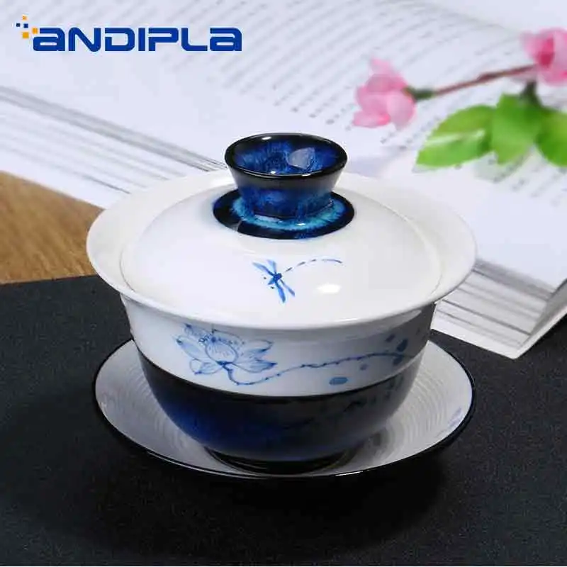 245ML Dehua County Creative Hand Painted Vintage Blue Lotus Dragonfly Ceramic Porcelain Cover Bowl Dish Kit Kung Fu Tea Pot Gift
245ML Dehua County Creative Hand Painted Vintage Blue Lotus Dragonfly Ceramic Porcelain Cover Bowl Dish Kit Kung Fu Tea Pot Gift