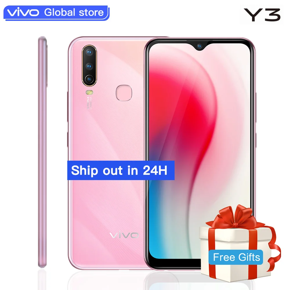 Global Original vivo Y3 mobile phone 6.35" Water-drop Screen 5000mAh 4G RAM 128G ROM Al Triple Super-Wide Camera Smartphone
Global Original vivo Y3 mobile phone 6.35" Water-drop Screen 5000mAh 4G RAM 128G ROM Al Triple Super-Wide Camera Smartphone