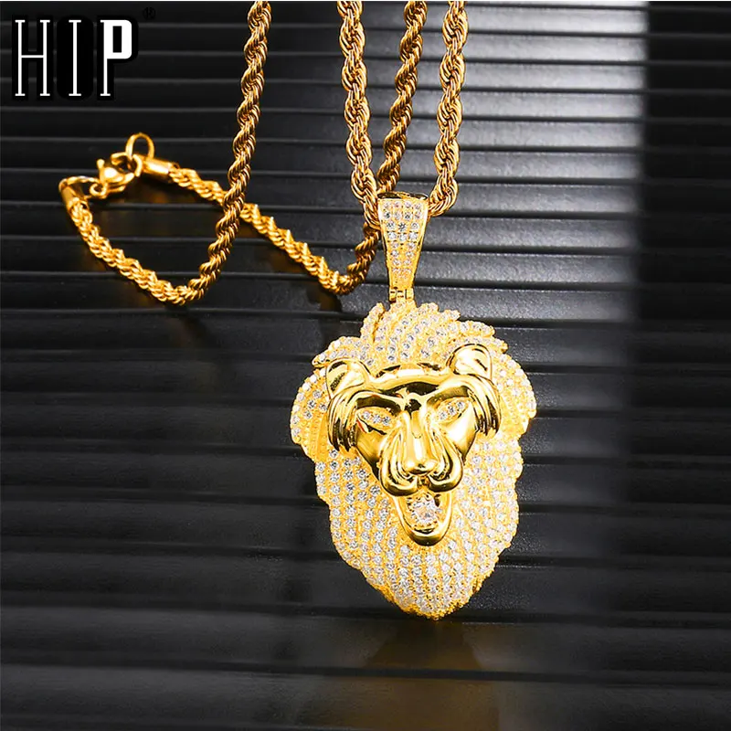 HIP Hop Copper Animal Bling Full Iced Out Lion Rope Chain Pendants & Necklaces for Men Jewelry Gold Color Dropshipping
HIP Hop Copper Animal Bling Full Iced Out Lion Rope Chain Pendants & Necklaces for Men Jewelry Gold Color Dropshipping