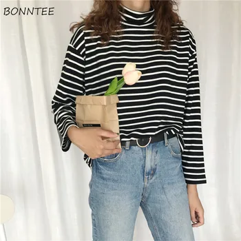 Long Sleeve T-shirts Women Basic Turtleneck Warm Retro Striped Loose Simple Womens Korean Style Leisure Trendy Students Daily
Long Sleeve T-shirts Women Basic Turtleneck Warm Retro Striped Loose Simple Womens Korean Style Leisure Trendy Students Daily