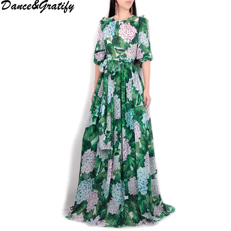 High quality new spring summer 2018 women runway maxi dress flowers green leaves printing Beach boho Casual long dress
High quality new spring summer 2018 women runway maxi dress flowers green leaves printing Beach boho Casual long dress