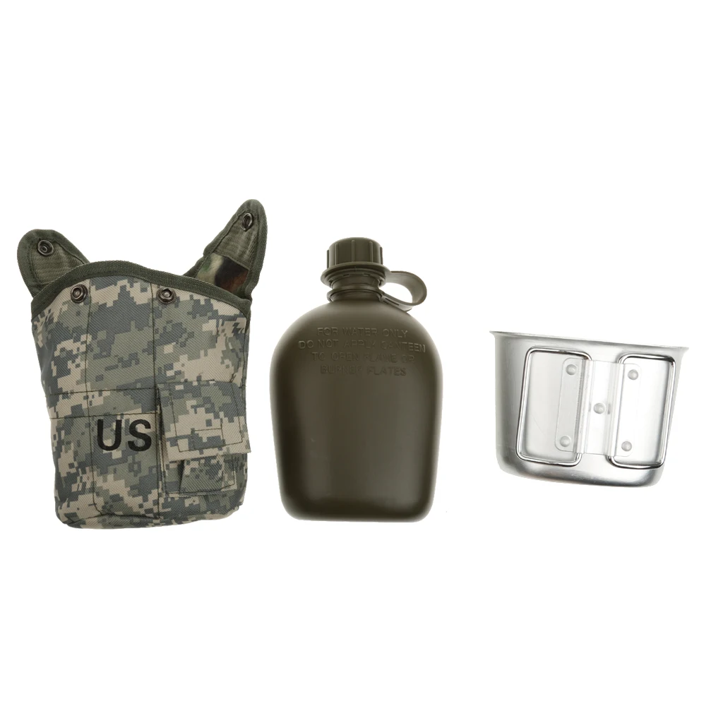 3 piece Army Military Camping Sport Water Bottle Pouch Water Bottle Canteen with Cup for Hiking Camping Outdoor Activities
3 piece Army Military Camping Sport Water Bottle Pouch Water Bottle Canteen with Cup for Hiking Camping Outdoor Activities
