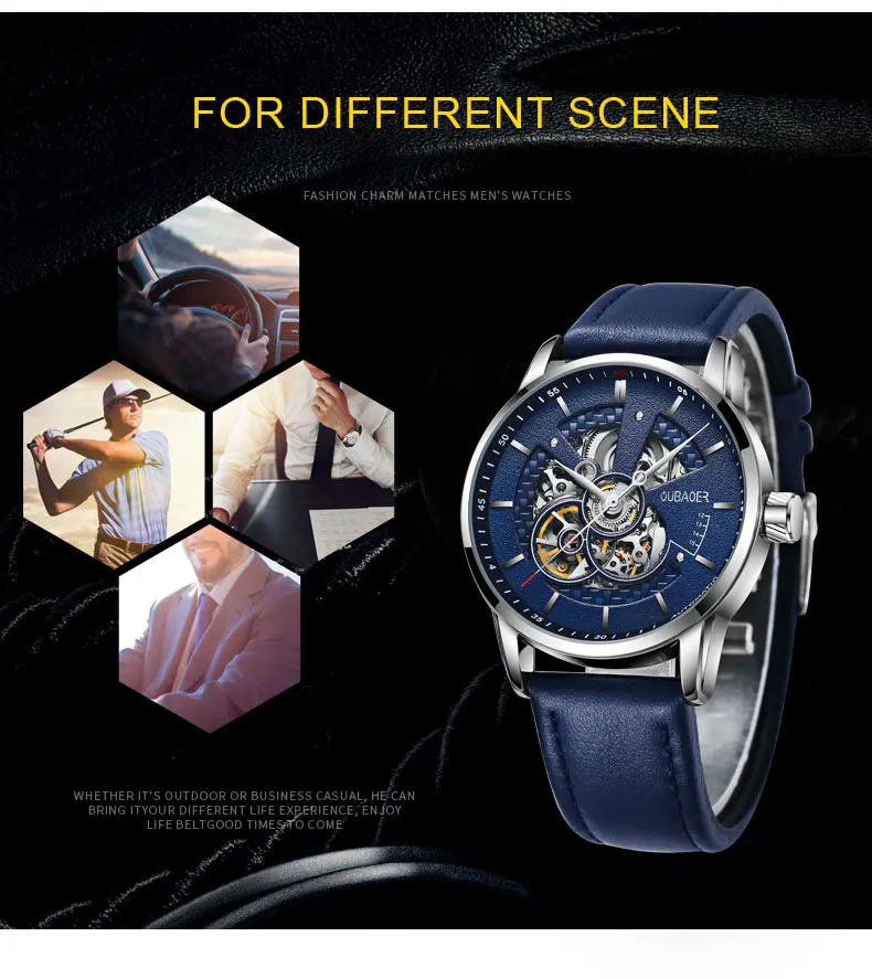 Luxury Tourbillon Mechanical Leather Watch