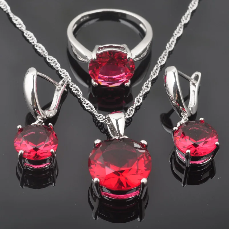 FAHOYO Round Red Zircon Women's 925 Sterling Silver Jewelry Sets Earrings/Pendant/Necklace/Rings Free Shipping QZ0221
FAHOYO Round Red Zircon Women's 925 Sterling Silver Jewelry Sets Earrings/Pendant/Necklace/Rings Free Shipping QZ0221