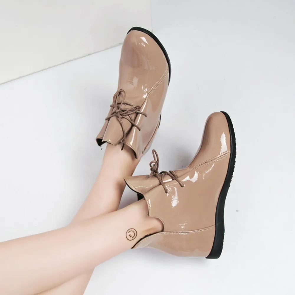 Women's Boots Plus Velvet Heightening Non-slip Boots patent Leather shoes woman ankle boots shoes bbotas mujer invierno 2019
Women's Boots Plus Velvet Heightening Non-slip Boots patent Leather shoes woman ankle boots shoes bbotas mujer invierno 2019