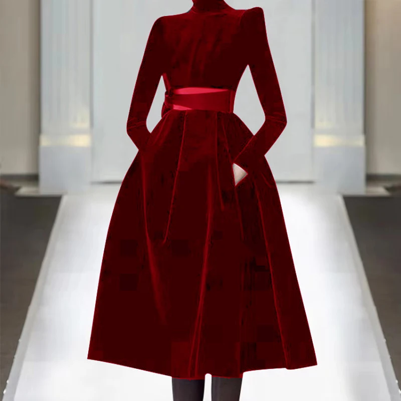 2019 New Spring Autumn Stunning Women Stand Collar Solid Color Black & Red Plus Size Velvet Princess Ball Gown Sweet Dress
2019 New Spring Autumn Stunning Women Stand Collar Solid Color Black & Red Plus Size Velvet Princess Ball Gown Sweet Dress