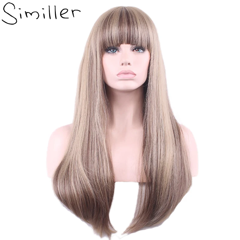 Similler Women's Synthetic Wigs With Bangs Long Heat Resistant Brown Mix Color Straight Hair Wig
Similler Women's Synthetic Wigs With Bangs Long Heat Resistant Brown Mix Color Straight Hair Wig