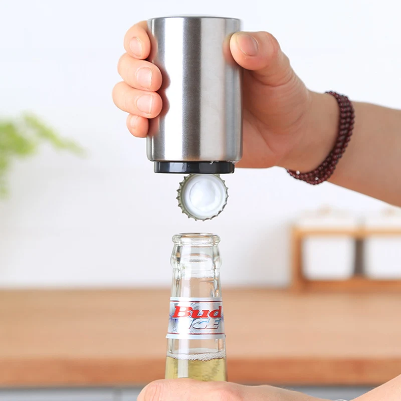 Portable Magnetic Stainless Automatic Bottle Opener Steel Push Topper Openers Practical Kitchen Tool B
Portable Magnetic Stainless Automatic Bottle Opener Steel Push Topper Openers Practical Kitchen Tool B