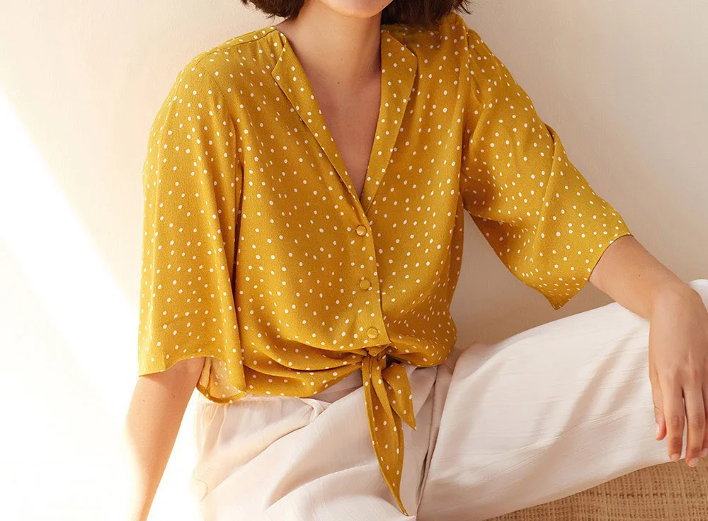 Women Shirt Yellow Dot Tie Shirt 2019 Summer Autumn Fresh Yellow Base White Dot Medium Sleeve Shirt
Women Shirt Yellow Dot Tie Shirt 2019 Summer Autumn Fresh Yellow Base White Dot Medium Sleeve Shirt