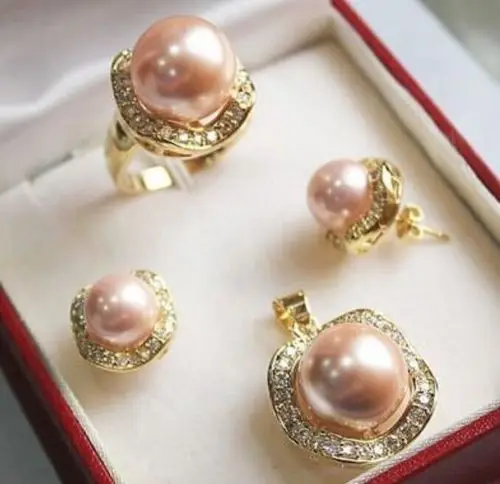 Set 10mm &14mm pink South sea Shell Pearl Earrings Necklace Ring size 7 8 9 AAA style Fine Noble real Natural free shipping
Set 10mm &14mm pink South sea Shell Pearl Earrings Necklace Ring size 7 8 9 AAA style Fine Noble real Natural free shipping