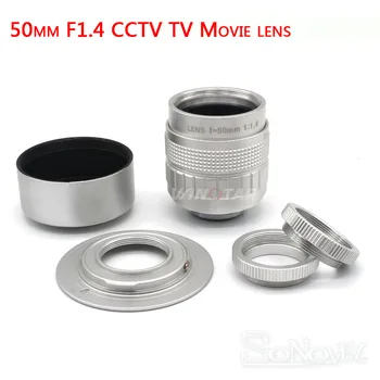 

Silver Fujian 50mm F1.4 CCTV TV Movie lens+C-NEX Mount for SONY E Mount NEX3 NEX6 NEX5 NEX7 A6500 A6300 A6000 A6100 A5000 A3500