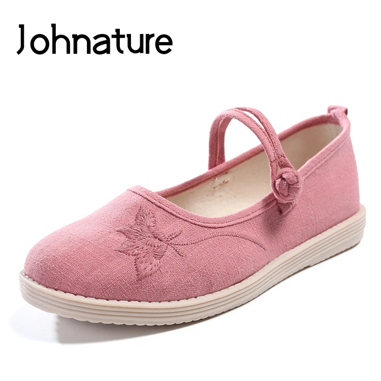 Johnature/Повседневная хлопковая обувь Удобная женская на плоской подошве в