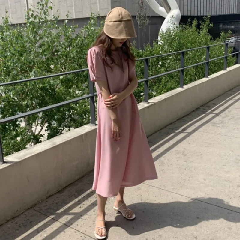 Women Summer Long Vintage Straight Dress Ladies Puff Sleeves Vestidos with Belt Pink Elegant Robe Femme Sukienki Sundress
Women Summer Long Vintage Straight Dress Ladies Puff Sleeves Vestidos with Belt Pink Elegant Robe Femme Sukienki Sundress