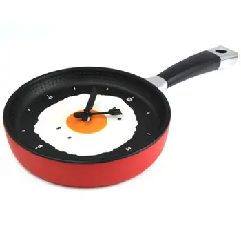 

MEOF Frying Pan Clock with Fried Egg - Kitchen Cafe Wall Clock - Red/blue/yellow/green