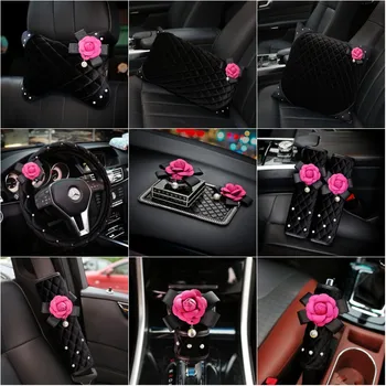 Rose Flower Car Interior Accessories Winter Plush Steering Wheel Cover Auto Crystal Headrest Shifter Gear Hand brake Cover
Rose Flower Car Interior Accessories Winter Plush Steering Wheel Cover Auto Crystal Headrest Shifter Gear Hand brake Cover