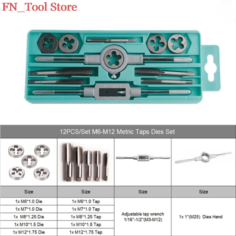 12pcs.Tap die set Press Die Set NC Thread Plugs Taps of carbon steel screw tap Hand taps Hand Tools
12pcs.Tap die set Press Die Set NC Thread Plugs Taps of carbon steel screw tap Hand taps Hand Tools