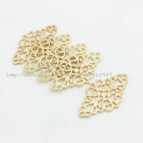 

Sweet Bell (30 pieces/lot) KC gold Hollow Filigree Flower Charm Jewelry Connectors 25*41mm Vintage Filigree Jewelry Charms D0871