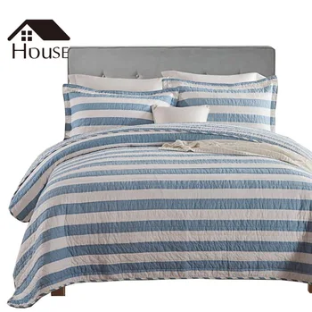 BIGHOUSES Summer Quilt Three-piece Quilted Bed with Printed Straight Stripes and Horizontal Stripes Comforter Bedding Sets
BIGHOUSES Summer Quilt Three-piece Quilted Bed with Printed Straight Stripes and Horizontal Stripes Comforter Bedding Sets