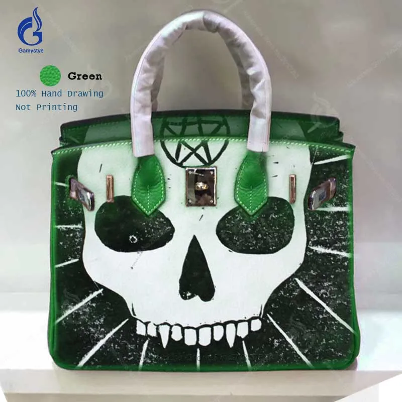 Women Messenger Bags Genuine Leather Handbag Litchi Grain Cowhide Shoulder Crossbody Bag Fashion Lady Large Graffiti Skull Totes
Women Messenger Bags Genuine Leather Handbag Litchi Grain Cowhide Shoulder Crossbody Bag Fashion Lady Large Graffiti Skull Totes