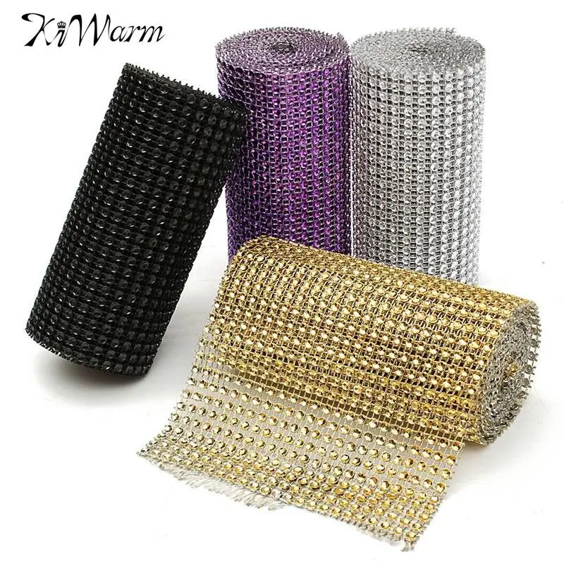 DIY Faux Diamond Crystal Mesh Wrap Roll for Wedding Party Floral Arrangements ss16 Gold 10 Yard Rhinestone Chain